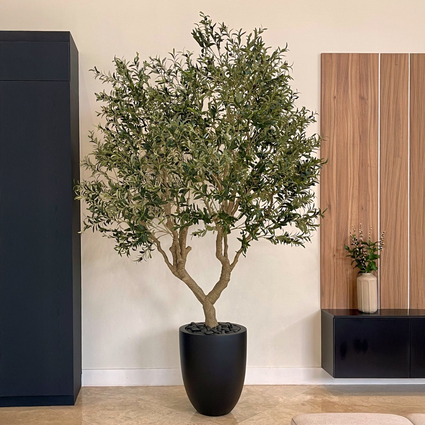 roma bonsai tree Olive Tree Valencia Planter 23”H x 20"W / Matte Black